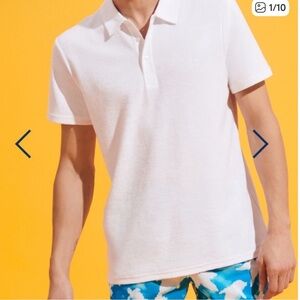 Vilebrequin men’s white polo terry shirt medium 
Short sleeves